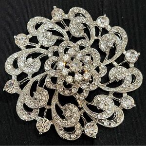 Silver Crystal Flower Brooch Embellishment Wedding Brooch Bouquet